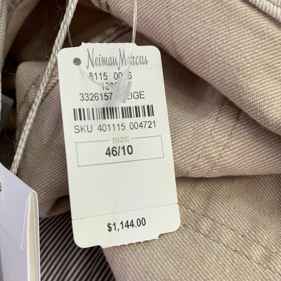 Size 10 Beige Cotton Blend Twill Monili Tapered Cuffed Casual Pants - Picture 10 of 12